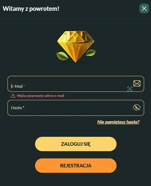 formularz logowania do Casino Lemon 