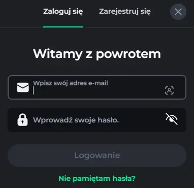 formularz logowania do Casino betonred